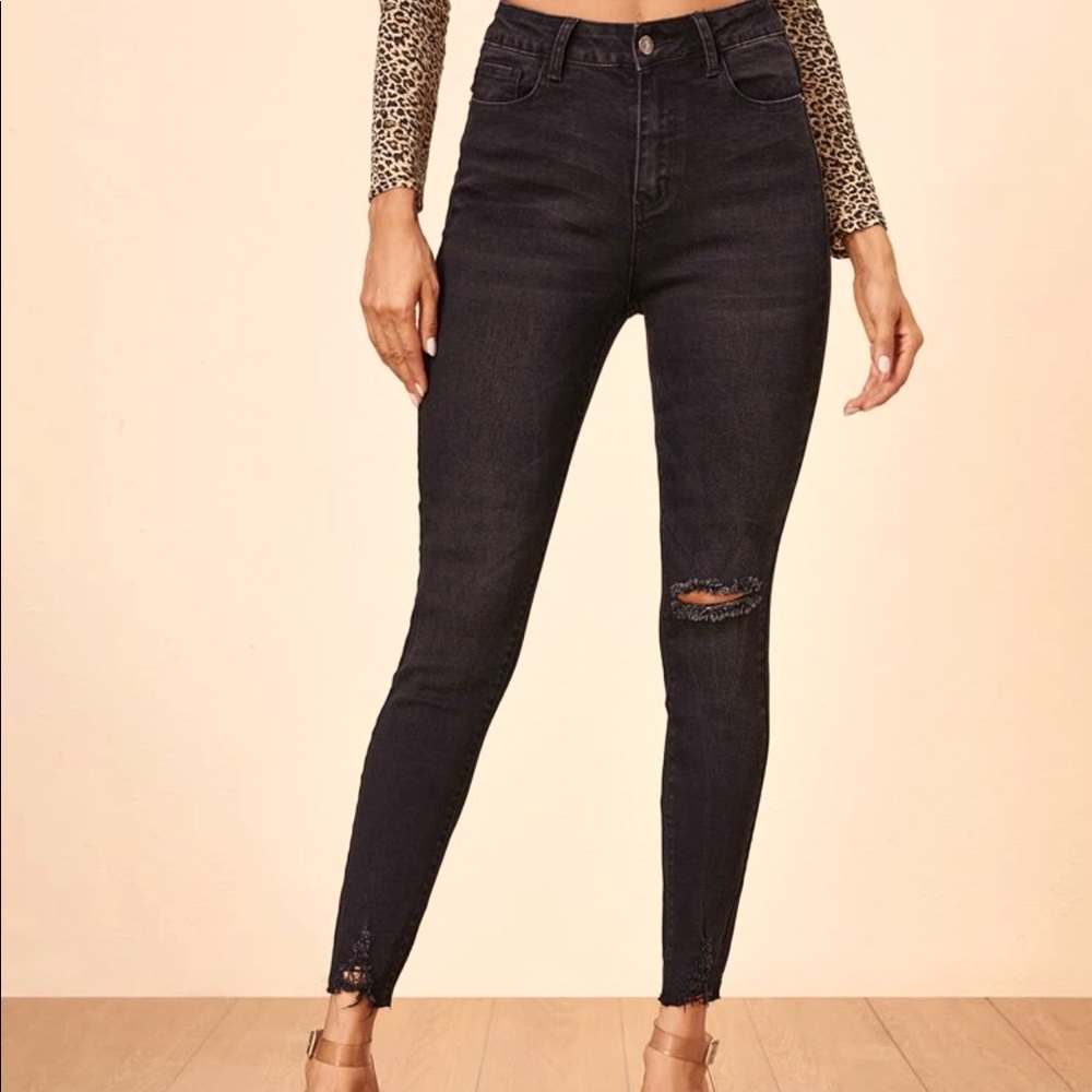 High Waist Ripped Skinny Jeans